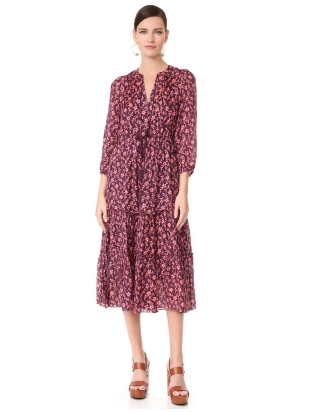 Ulla Johnson Clementine Floral Cotton-Silk Midi-Dress - Size 8
